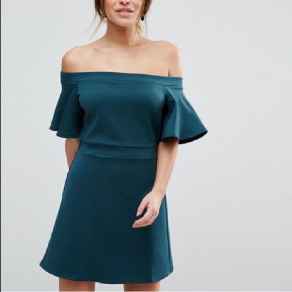 Structured Off Shoulder Mini Dress